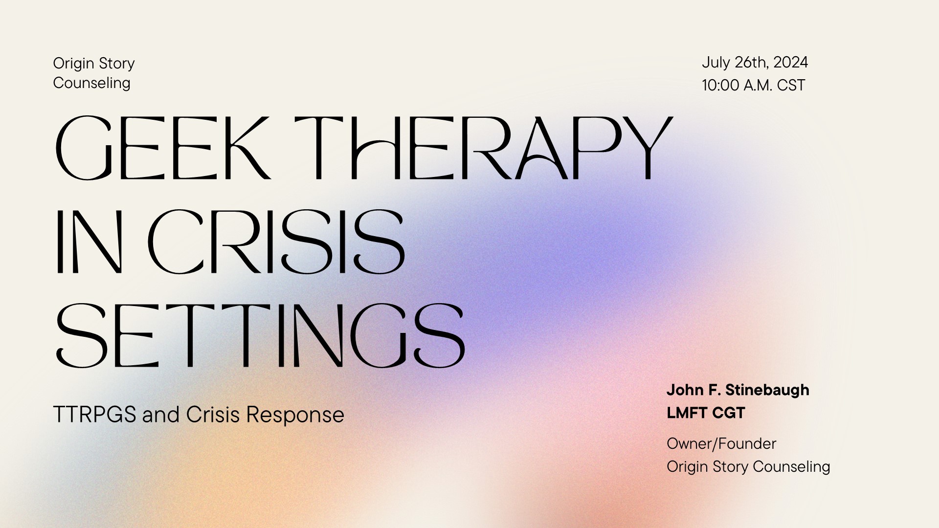 Geek Therapy in Crisis Settings